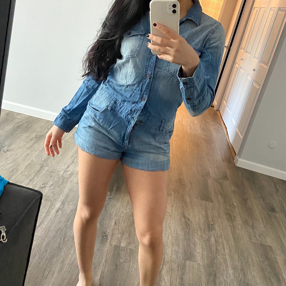 DENIM ROMPER - Picture 2 of 3
